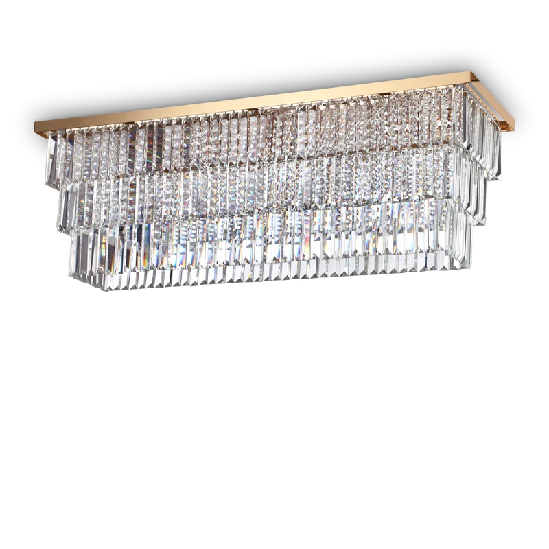 Plafón de techo Ideal Lux Martinez dorado cristal y cerámica 8 luces 320W 103cm