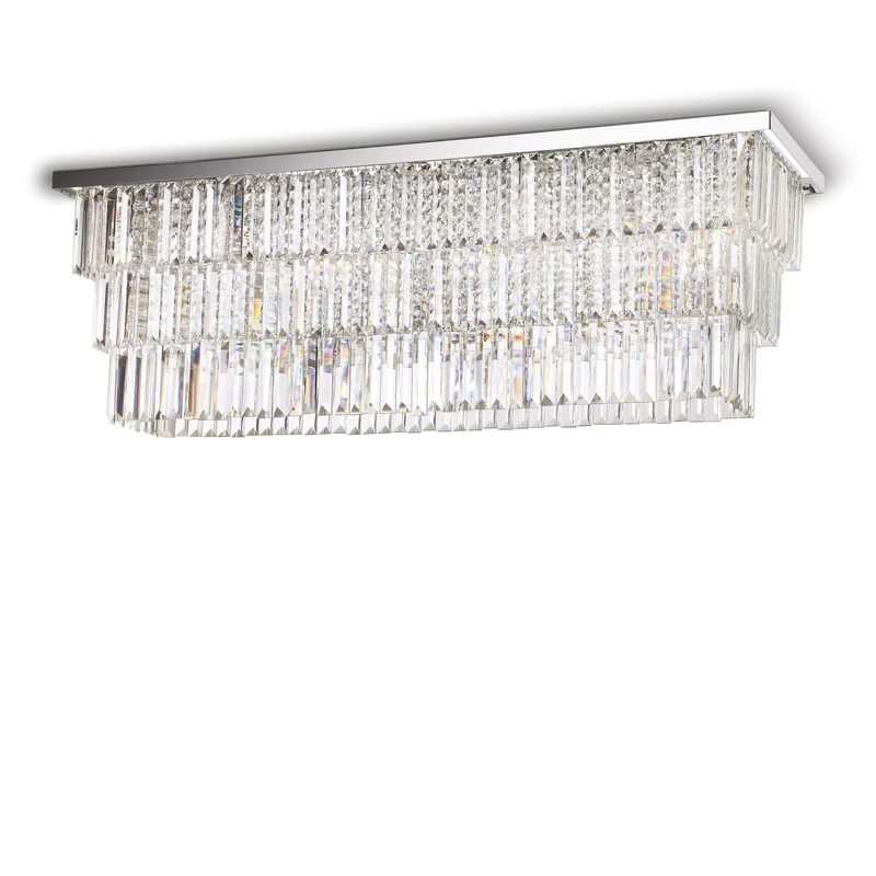 Plafón de techo Ideal Lux Martinez cromo cristal y cerámica 8 luces 320W 103cm