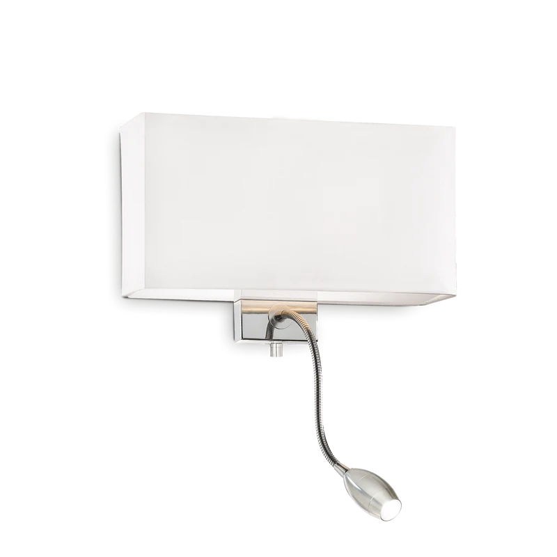 Aplique de pared con lector Ideal Lux Hotel blanco tela 2 luces 32cm
