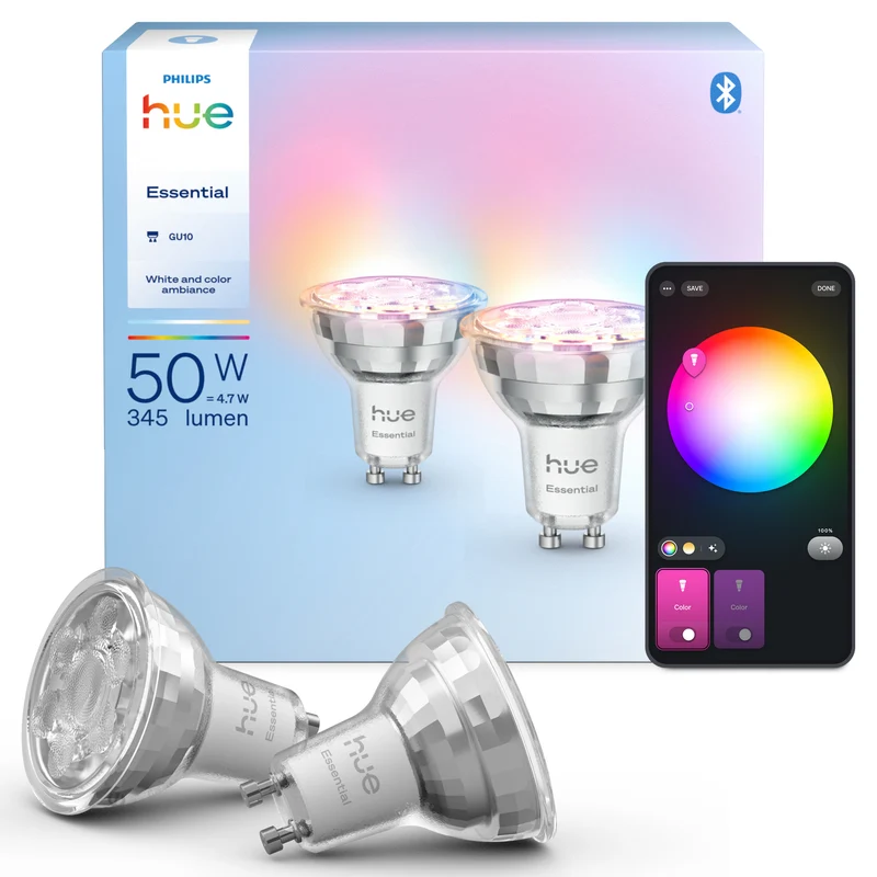 Philips Hue White and Color Ambiance Bombilla dicroica Essential RGBW GU10 4,7W 87201