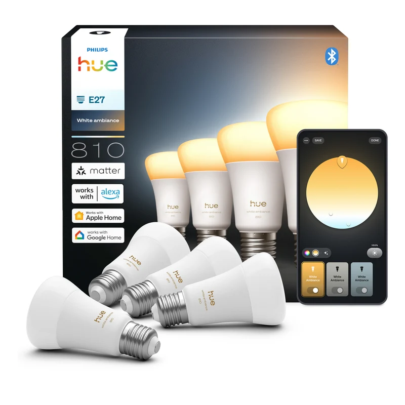 Philips Hue Bombilla White Ambiance E27 6W 810lm (4 uds) 87201