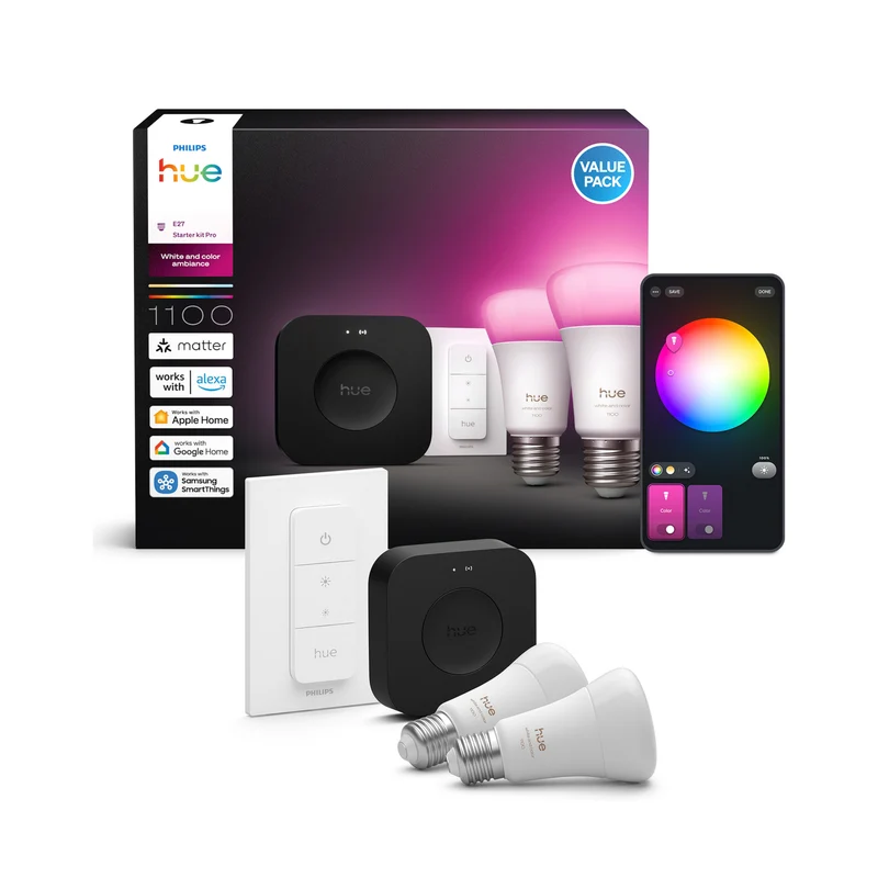 Philips Hue White and Color Ambiance Kit de inicio negro RGBW 5W 1100lm (4 uds) 87201