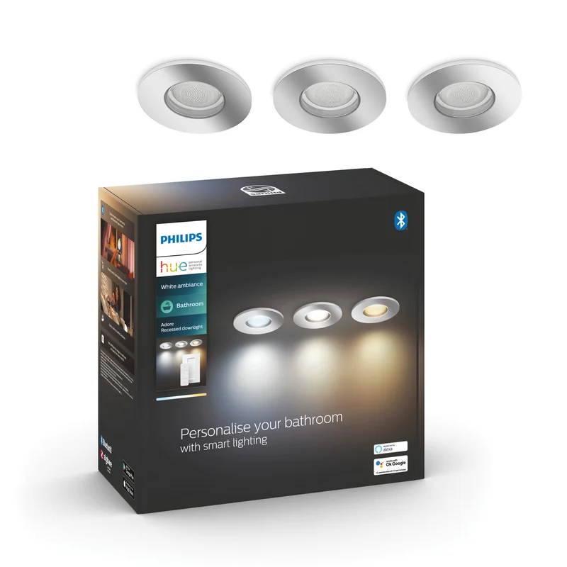 Philips Hue Empotrable Adore cromo White Ambiance 4,2W IP44 400lm (3 uds) 87201