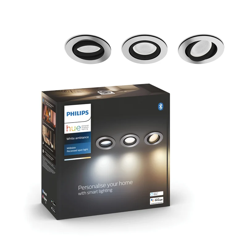 Philips Hue Empotrable Milliskin blanco White Ambiance 4,2W 400lm (3 uds) 87201
