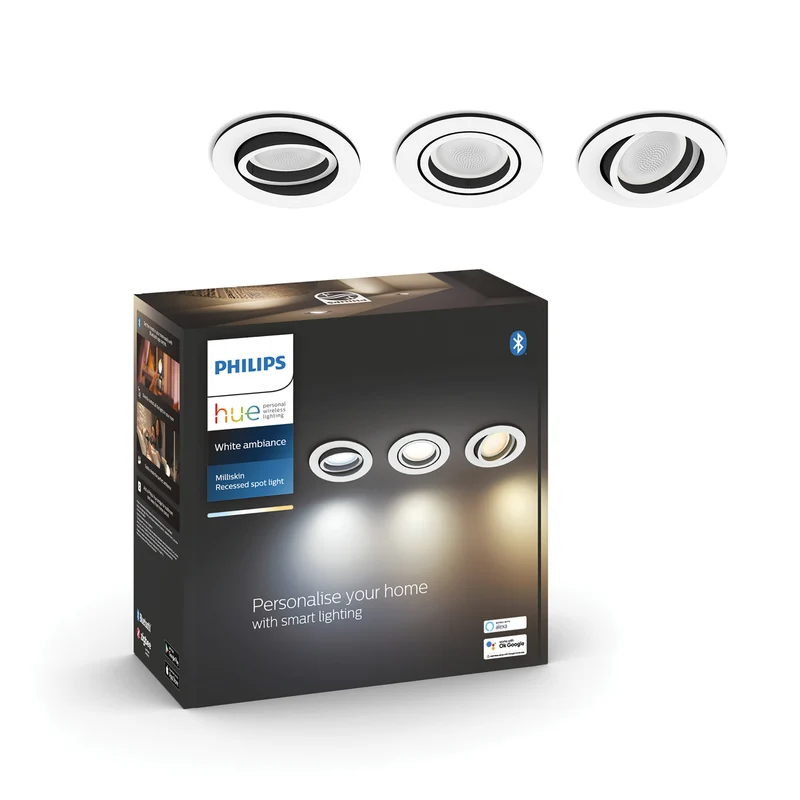 Philips Hue Empotrable Milliskin plata White Ambiance 4,2W 400lm (3 uds) 87201