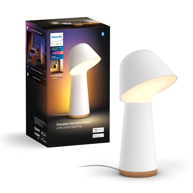 Philips Hue White and Color Ambiance Lámpara de mesa twilight blanco RGBW 13,4W 8720169 para dormitorio