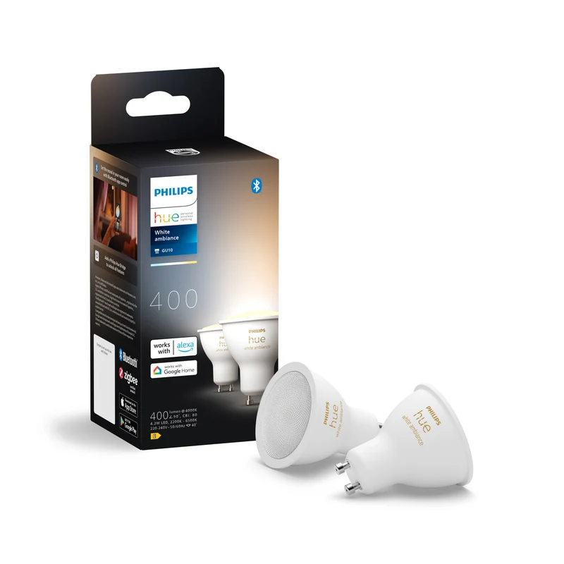 Philips Hue Bombilla dicroica White Ambiance GU10 4,2W 400lm (2 uds) 87201