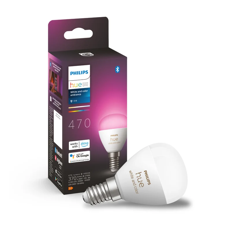 Philips Hue White and Color Ambiance Bombilla esférica RGBW E14 5W 871951449122900 470lm