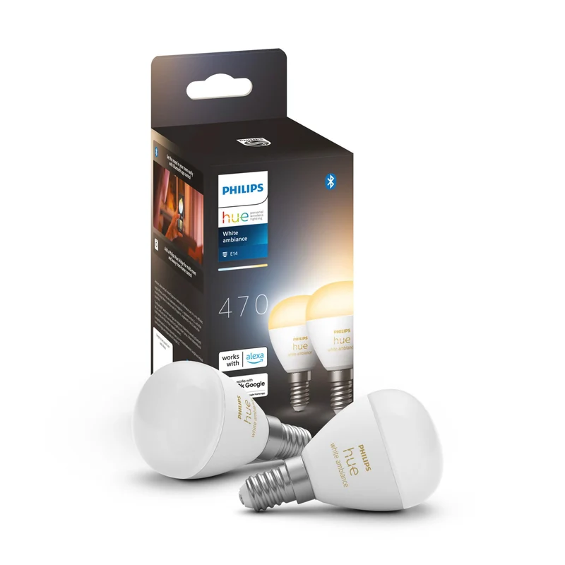 Philips Hue Bombilla esférica White Ambiance E14 5W 470lm (2 uds) 87195