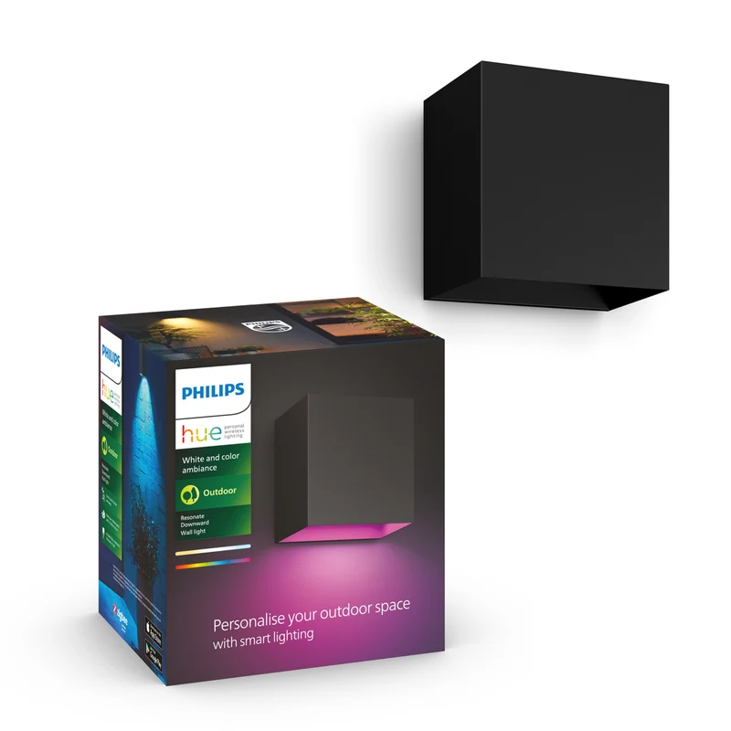 Philips Hue White and Color Ambiance Aplique de pared Resonate negro RGBW 8W 8719514