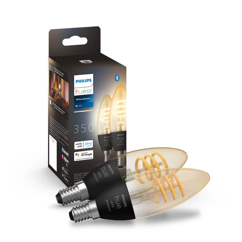 Philips Hue Bombilla vela ámbar White Ambiance E14 5W 350lm