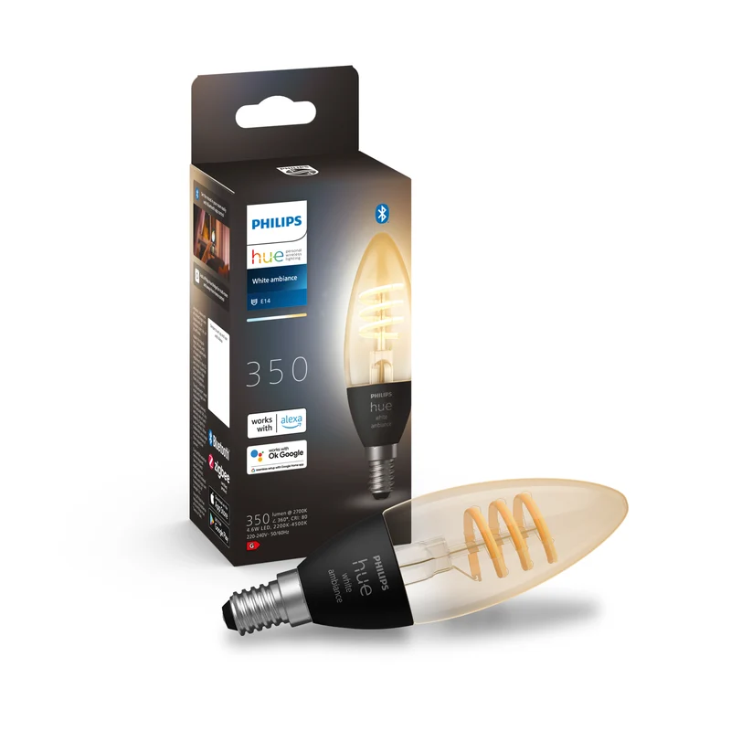 Philips Hue Bombilla vela ámbar White Ambiance E14 5W 871951441180700 350lm