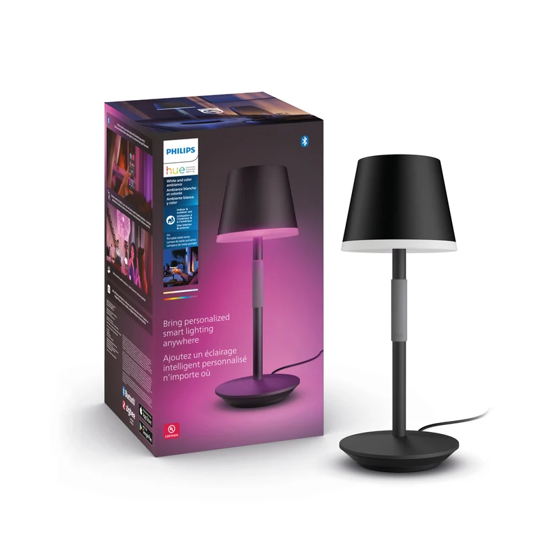 Philips Hue White and Color Ambiance Lámpara de mesa Go negro RGBW 6W IP54 8719514