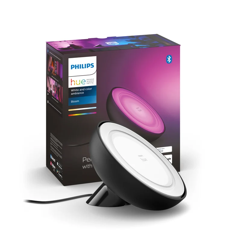 Philips Hue White and Color Ambiance Lámpara de mesa Bloom negro RGBW 7W 500lm