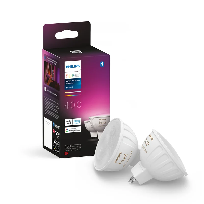 Philips Hue White and Color Ambiance Bombilla dicroica 2 luces RGBW MR16 6,3W 8719514