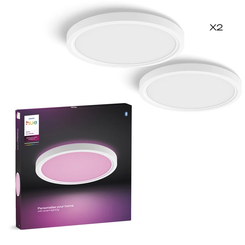 Philips Hue White and Color Ambiance Plafón 2 luces devote blanco RGBW 16,6W 87211