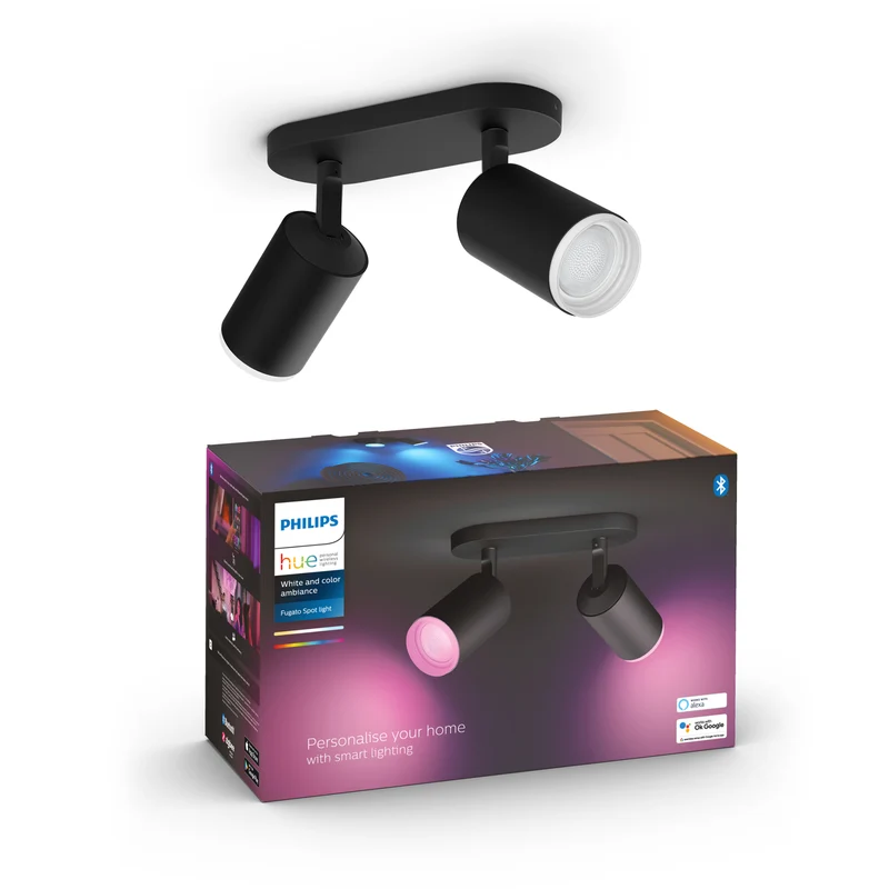 Philips Hue White and Color Ambiance Foco 2 luces Fugato negro RGBW 4,2W 800lm 87201
