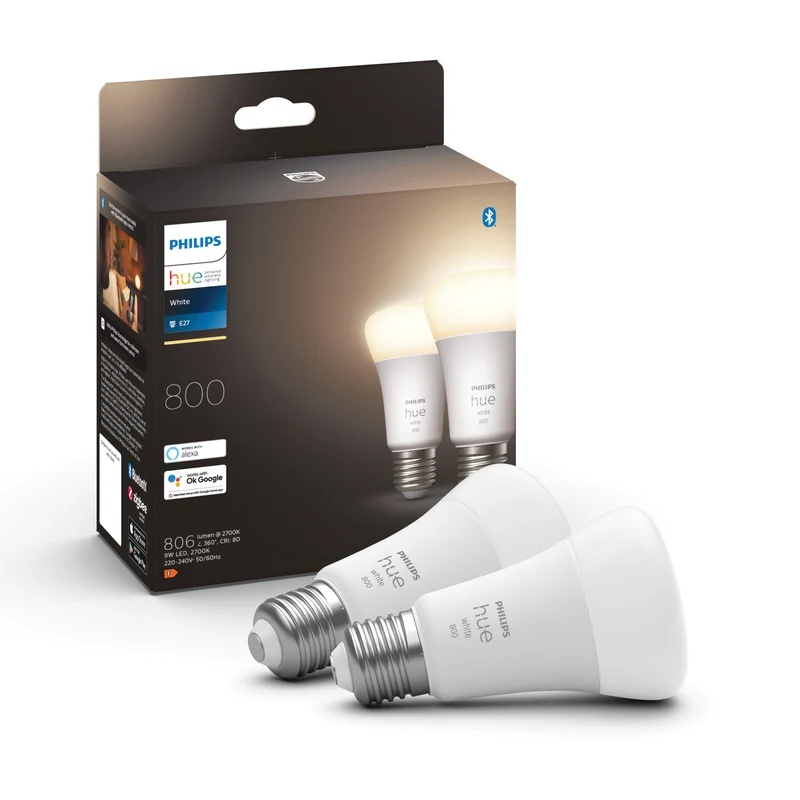 Philips Hue Bombilla 2 luces White Ambiance E27 9W 800lm