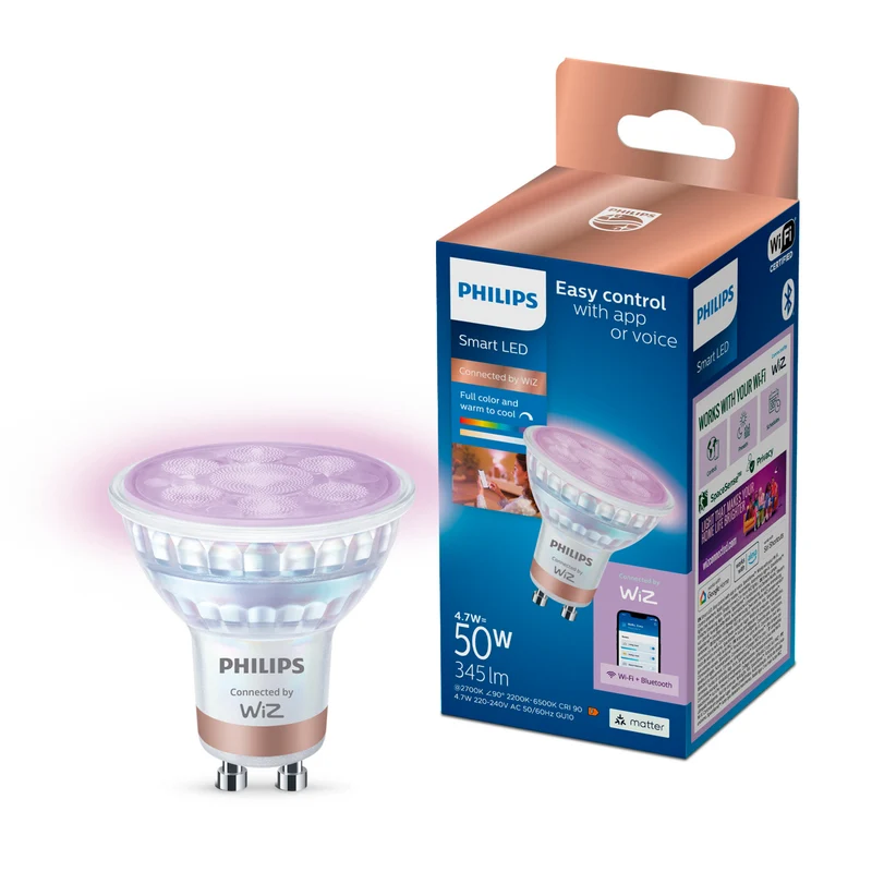 Bombilla LED Dicroica Philips White and color ambiance regulable PAR16 50W GU10 400lm