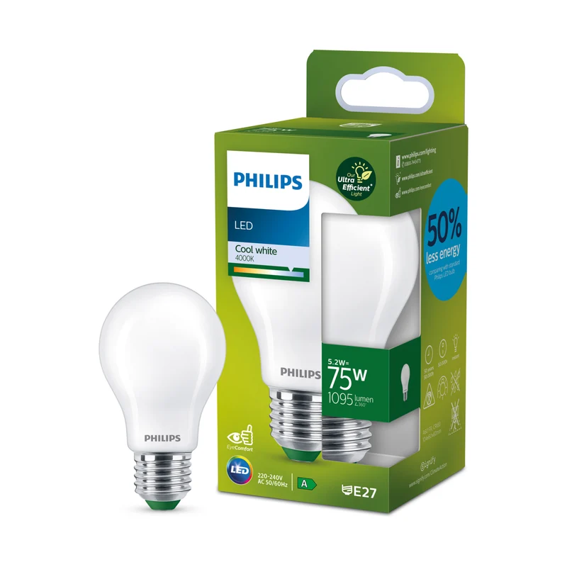 Bombilla de filamento Philips Classic mate A60 75W E27 4000K 1095lm