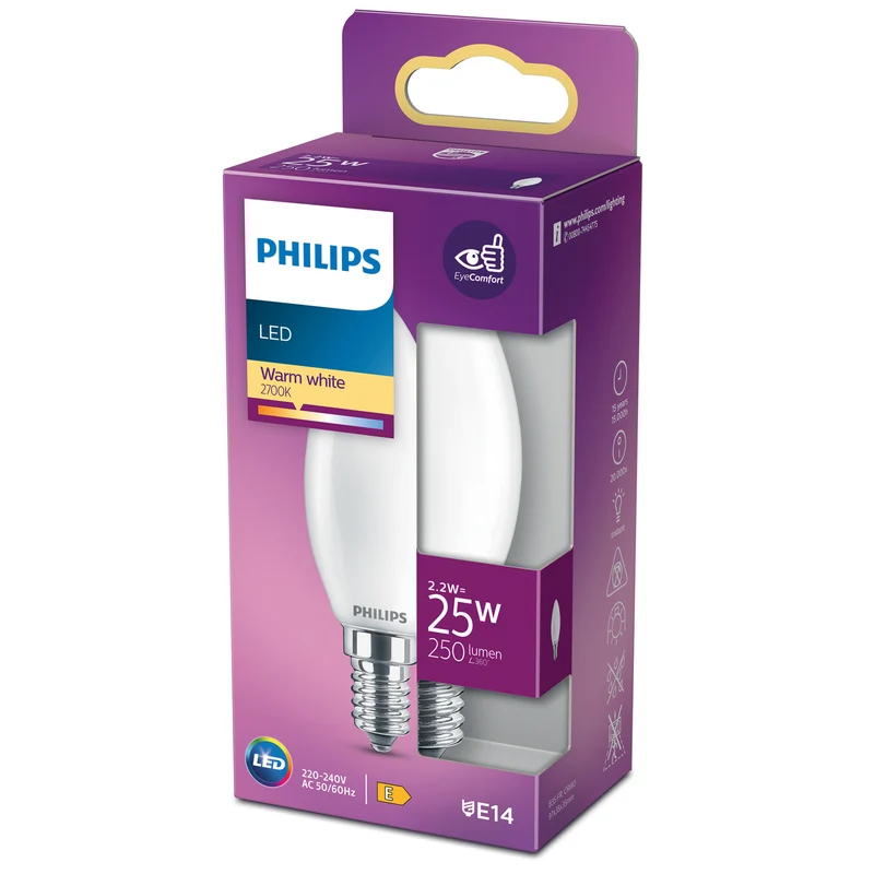 Bombilla de filamento Philips mate B35 25W E14 2700K 250lm