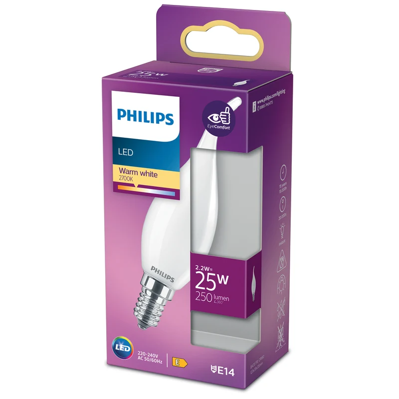 Bombilla de filamento Philips mate BA35 25W E14 2700K 250lm