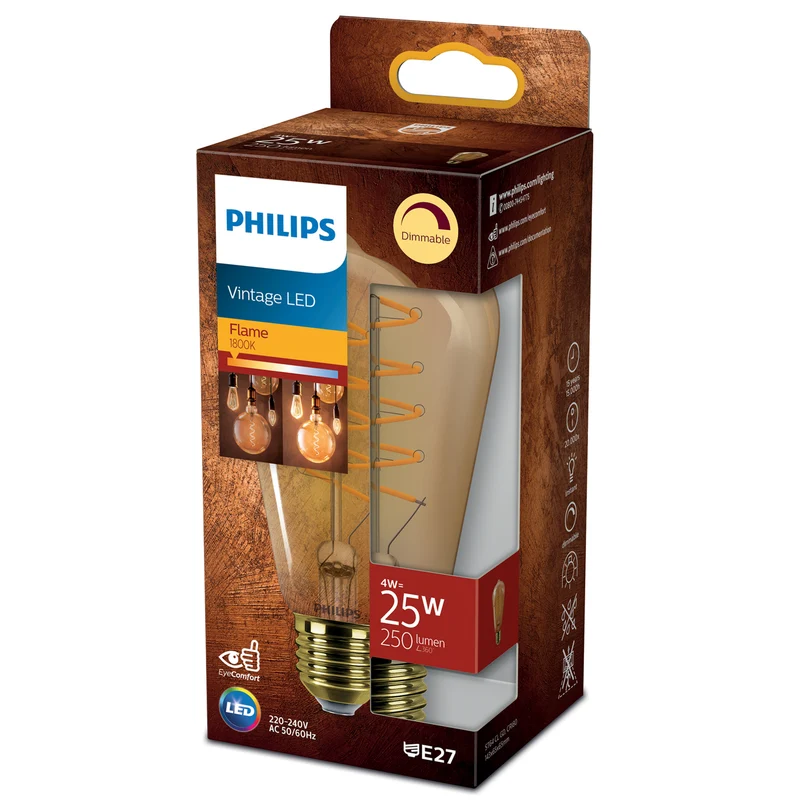 Bombilla de filamento Philips Classic ámbar ST64 25W E27 1800K 250lm
