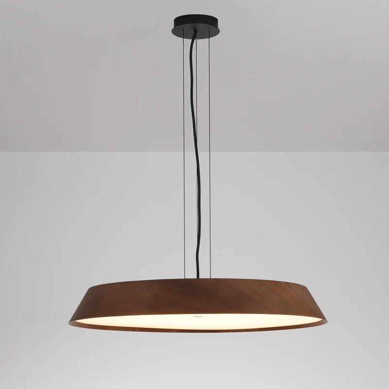 Lámpara de techo colgante ACB Cora Madera Nogal y Negro Texturado Ø61cm C4015070WAL