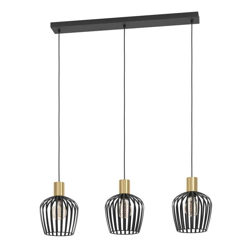 Lámpara de techo colgante EGLO Empoli negro y oro y negro E27