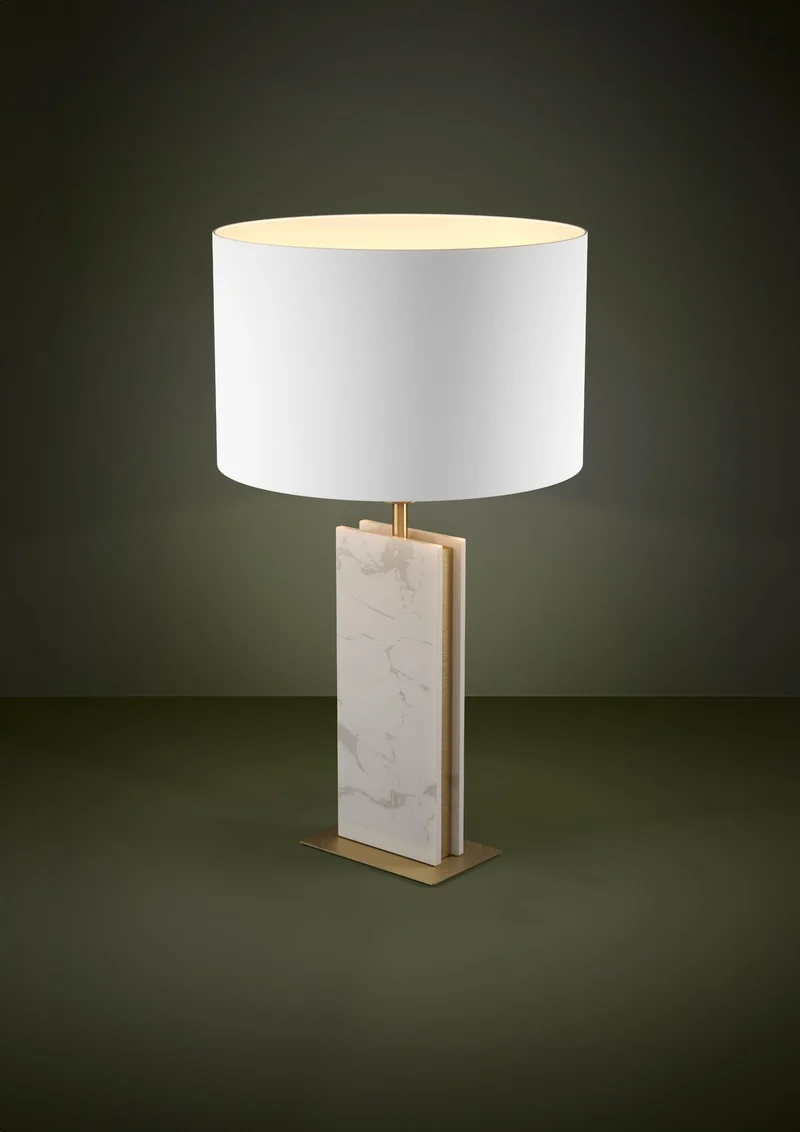 Lámpara de mesa EGLO Belesar piedra y latón E27 Ø38cm
