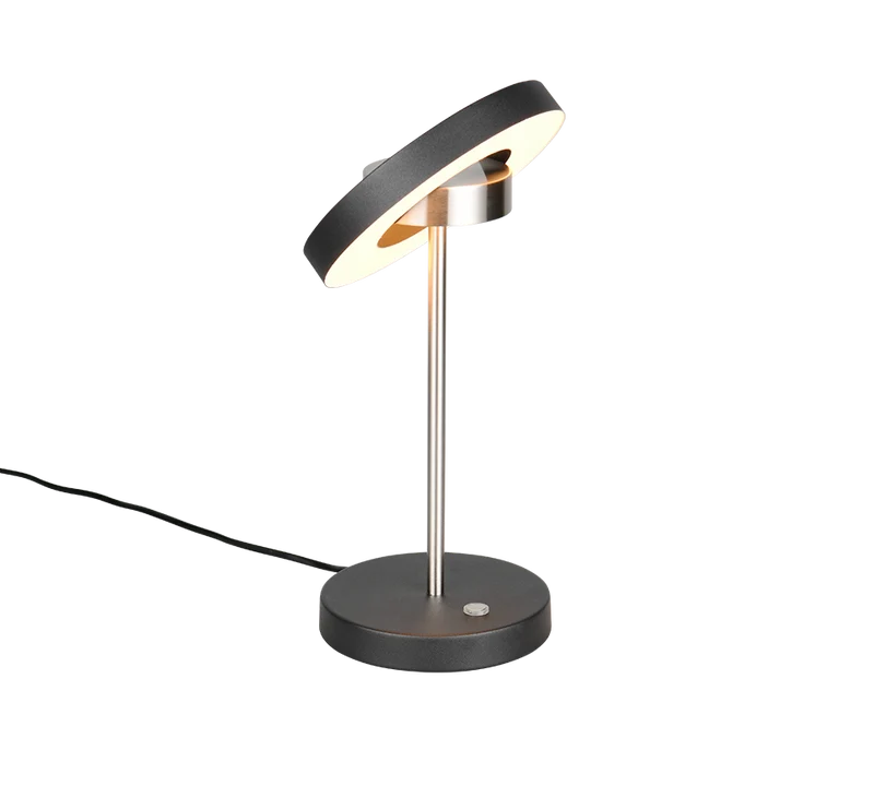Lámpara de sobremesa Guano Trio níquel mate LED 2300K Ø18cm 12W 534410107