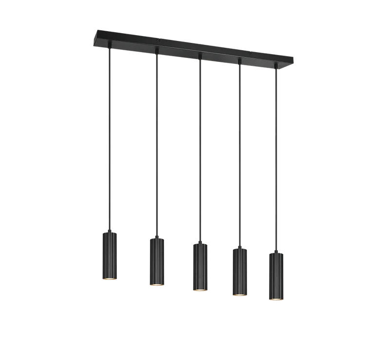 Lámpara colgante Soka Trio negro mate 5 luces GU10 Ø5cm 367700532