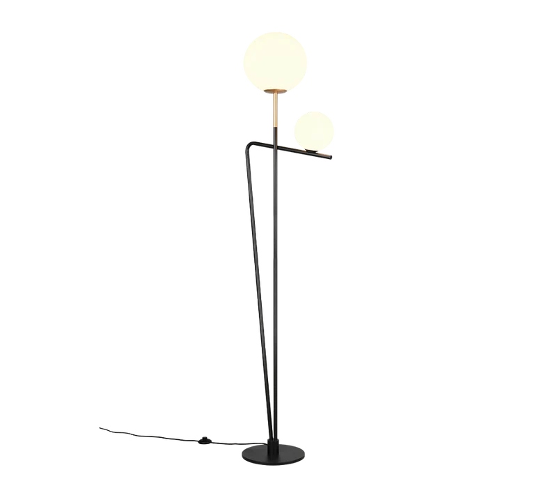 Lámpara de pie Flaming Trio negro y dorado 2 bolas E27 180cm Ø25cm 468900280