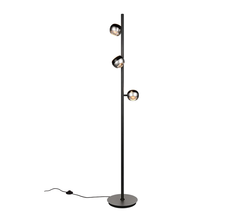 Lámpara de pie Orbit Trio níquel mate LED 2300K Ø25cm 8W 444410307