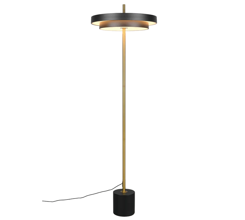 Lámpara de pie Keaton Trio negro y dorado LED Ø40cm 21W 440210180