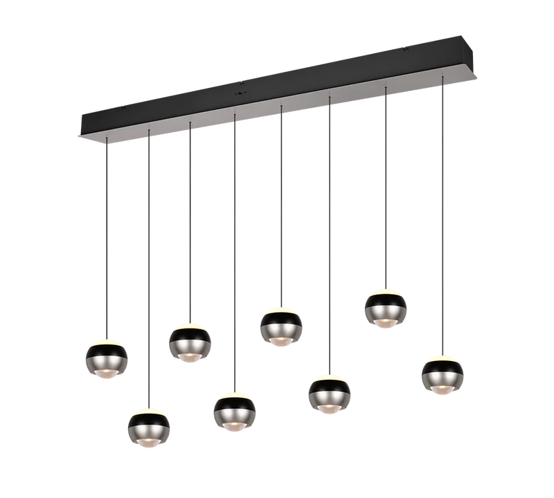 Lámpara colgante bolas Orbit Trio níquel mate 8 luces LED 2300K 8W 344410807
