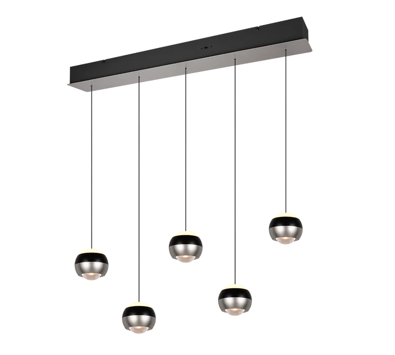 Lámpara colgante Orbit Trio níquel mate 5 luces LED 2300K 8W 344410507