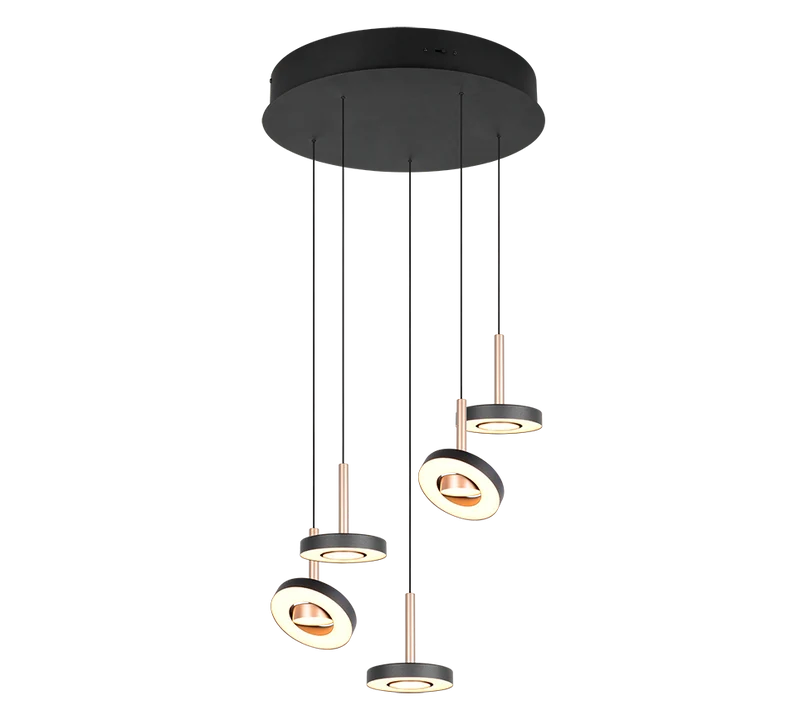 Lámpara colgante Guano Trio coffee 5 luces LED 2300K Ø42cm 8W 334430565