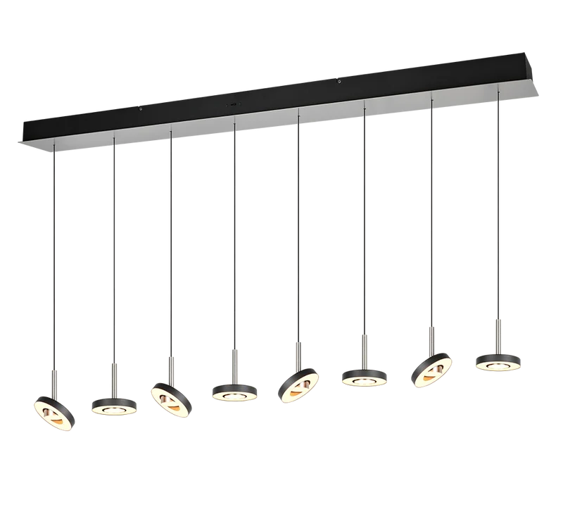 Lámpara colgante Guano Trio níquel mate 8 luces LED 2300K 8W 334410807