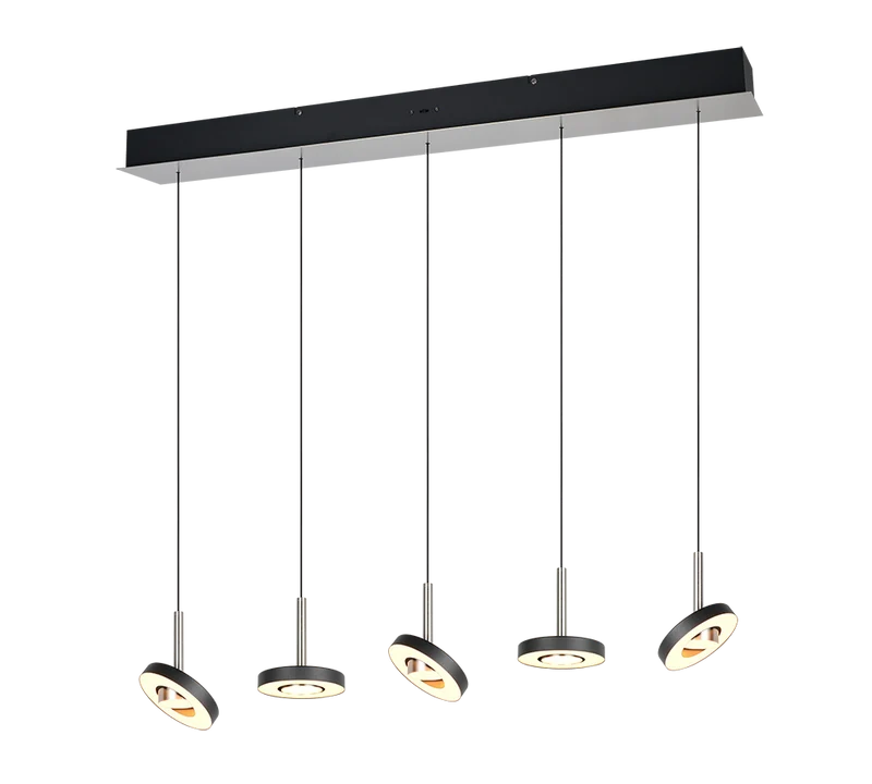 Lámpara colgante Guano Trio níquel mate 5 luces LED 2300K 8W 334410507