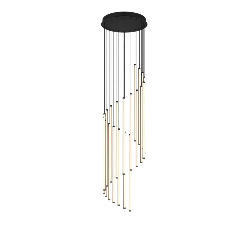 Lámpara colgante Baxter Trio negro mate 20 luces LED 2300K Ø37cm 70W 330632032