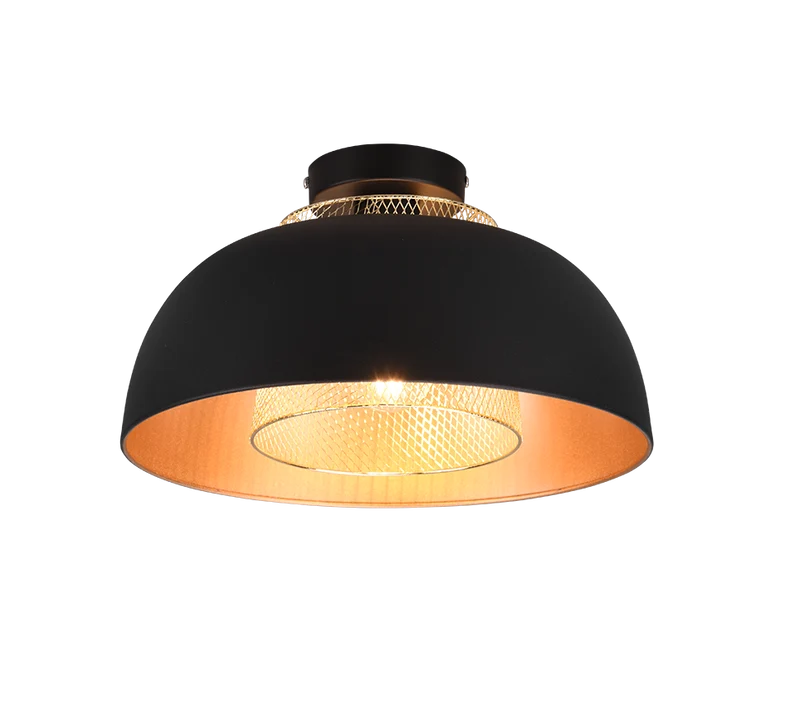 Plafón de techo Trio Punch negro mate Ø35cm R60811032