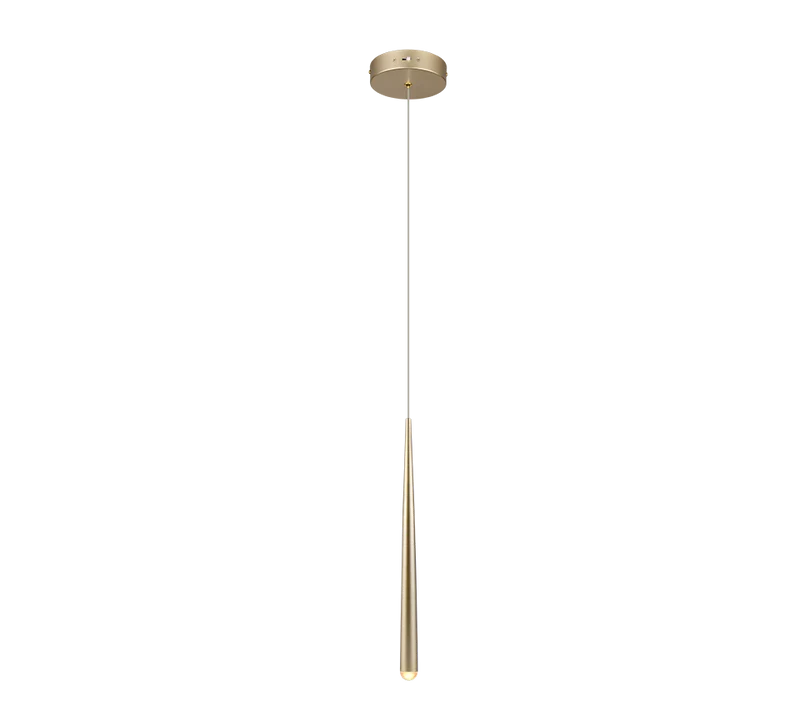 Lámpara de techo colgante Trio Cala LED dorado regulable 150cm 354810179