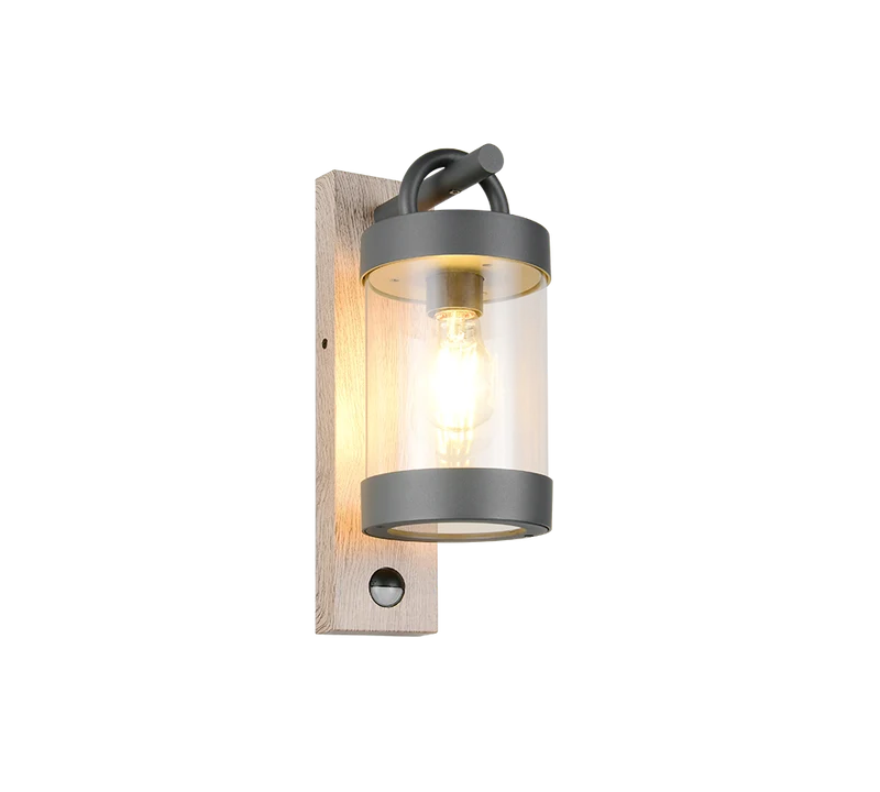 Aplique de exterior Trio Sambesi imitación madera con sensor movimiento IP44 33cm 204169135