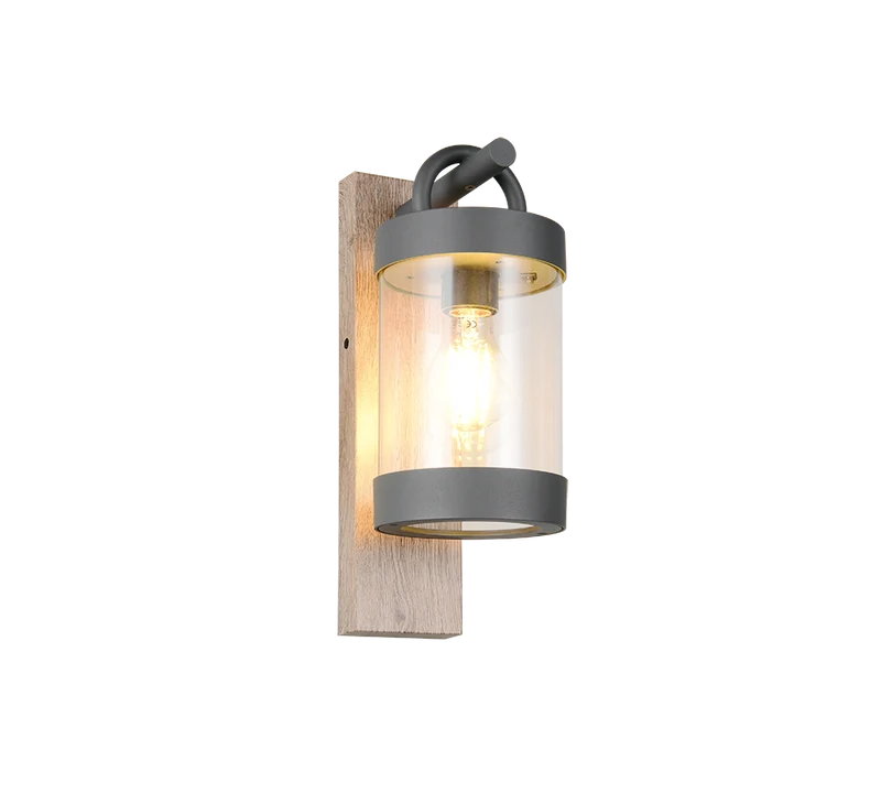 Aplique de exterior Trio Sambesi imitación madera sensor crepuscular IP44 33cm 204160135