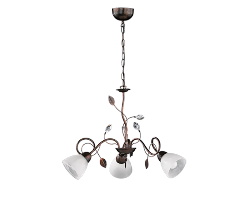Lámpara Trio Traditio 3 luces óxido Ø70cm 110700328