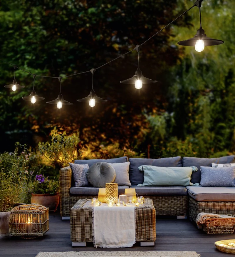 Guirnalda decorativa de exterior Trio Chain LED 10 luces negro mate 3000K IP44 6,5m R74771932