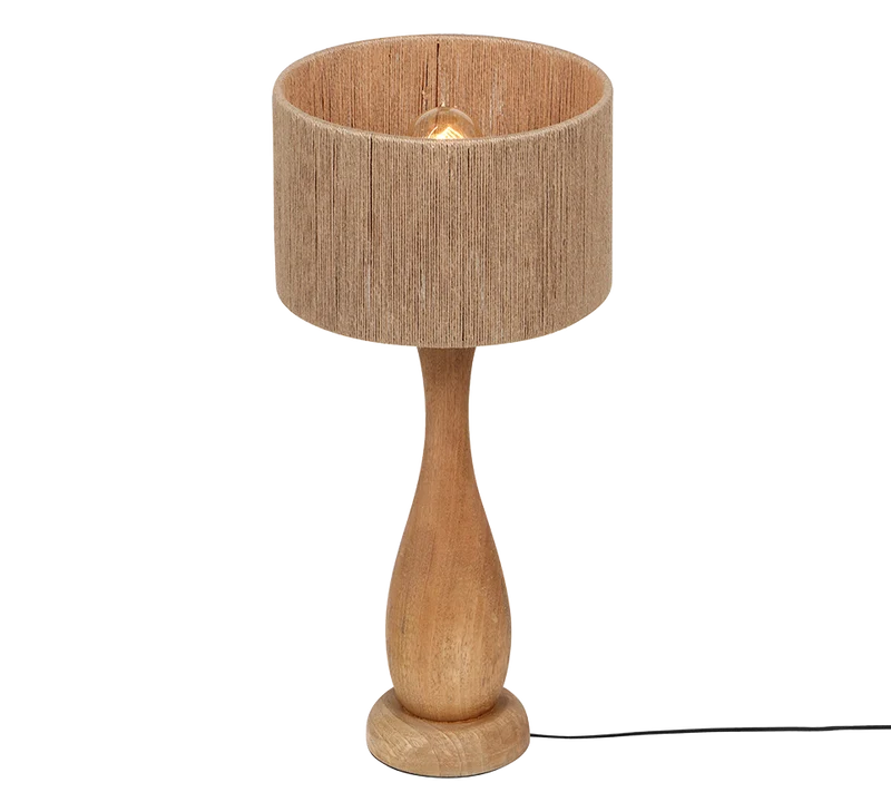 Lámpara de sobremesa grande Trio Toba madera natural 54cm 567200130