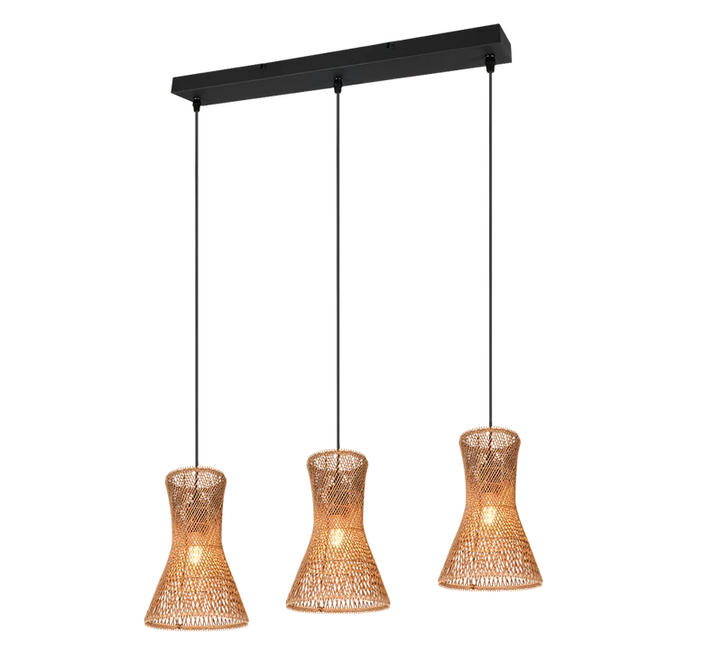 Lámpara de techo colgante Trio Bijou 3 luces negro mate 150cm R31833026