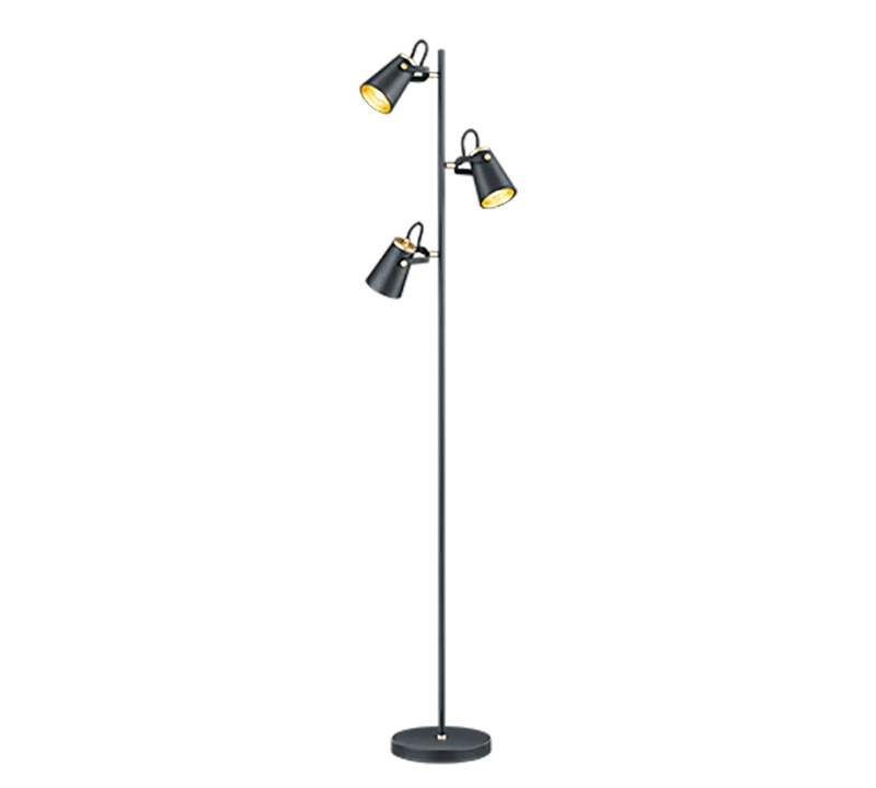 Lámpara de pie Trio Edward 3 luces negro mate 160cm 408800332